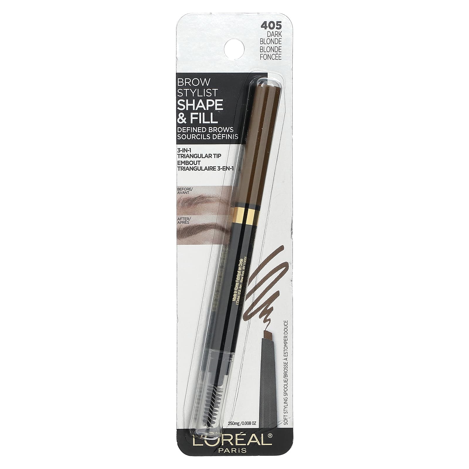 L'Oréal, Brow Stylist Shape & Fill, 405 Dark Blonde, 0.008 oz (250 mg) - Image 2