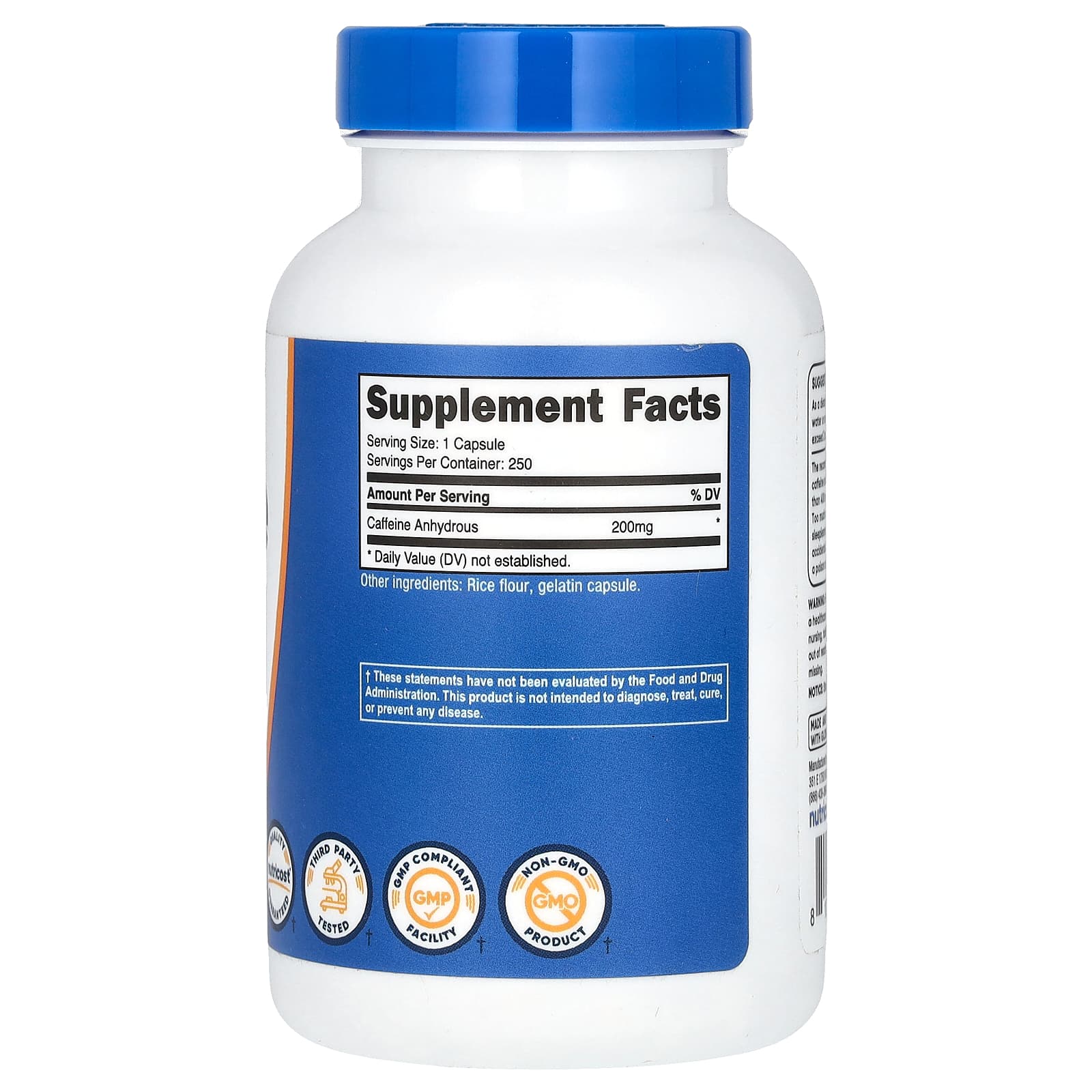Nutricost, Caffeine , 200 mg , 250 Capsules - Image 2
