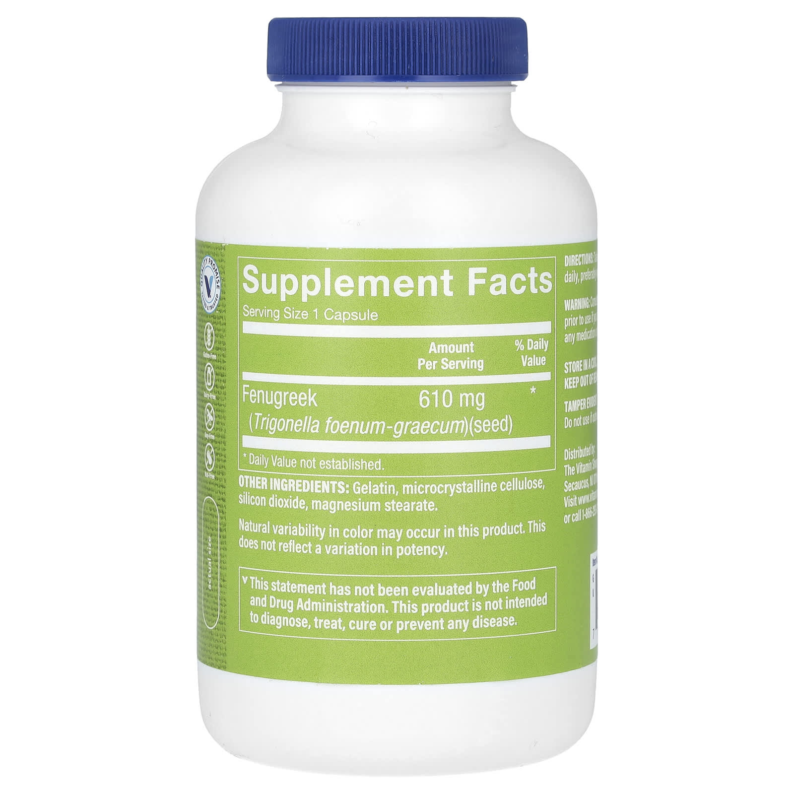 The Vitamin Shoppe, Fenugreek Seed, 610 mg, 200 Capsules - Image 2