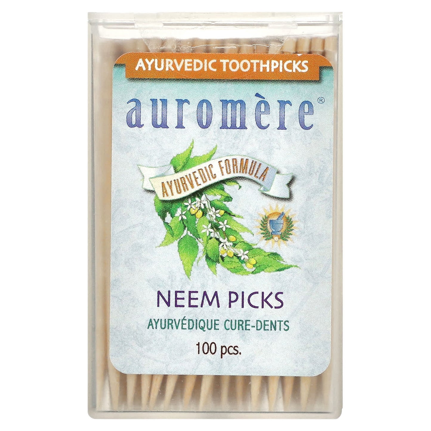Auromere Ayurvedic Neem Toothpicks, 100 Pieces for Fresh Breath - Image 1