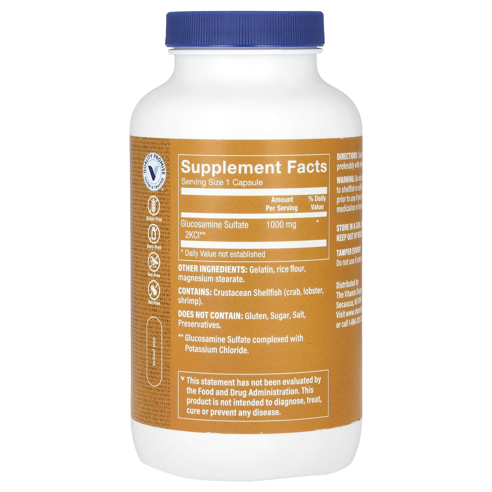 The Vitamin Shoppe, Glucosamine Sulfate, 1,000 mg, 240 Capsules - Image 2