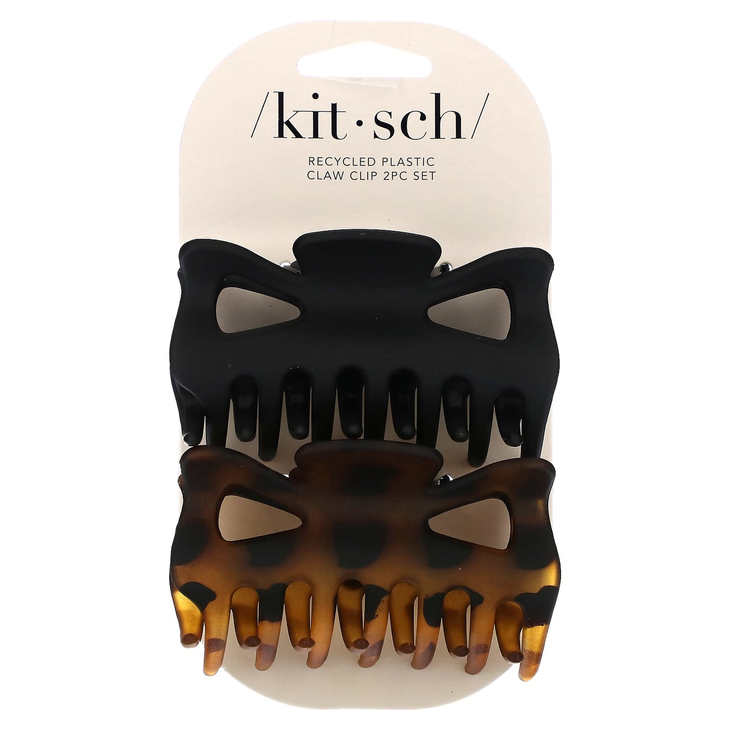 Kitsch, Large Claw Clips, Black & Tort, 2pc Set - Image 1