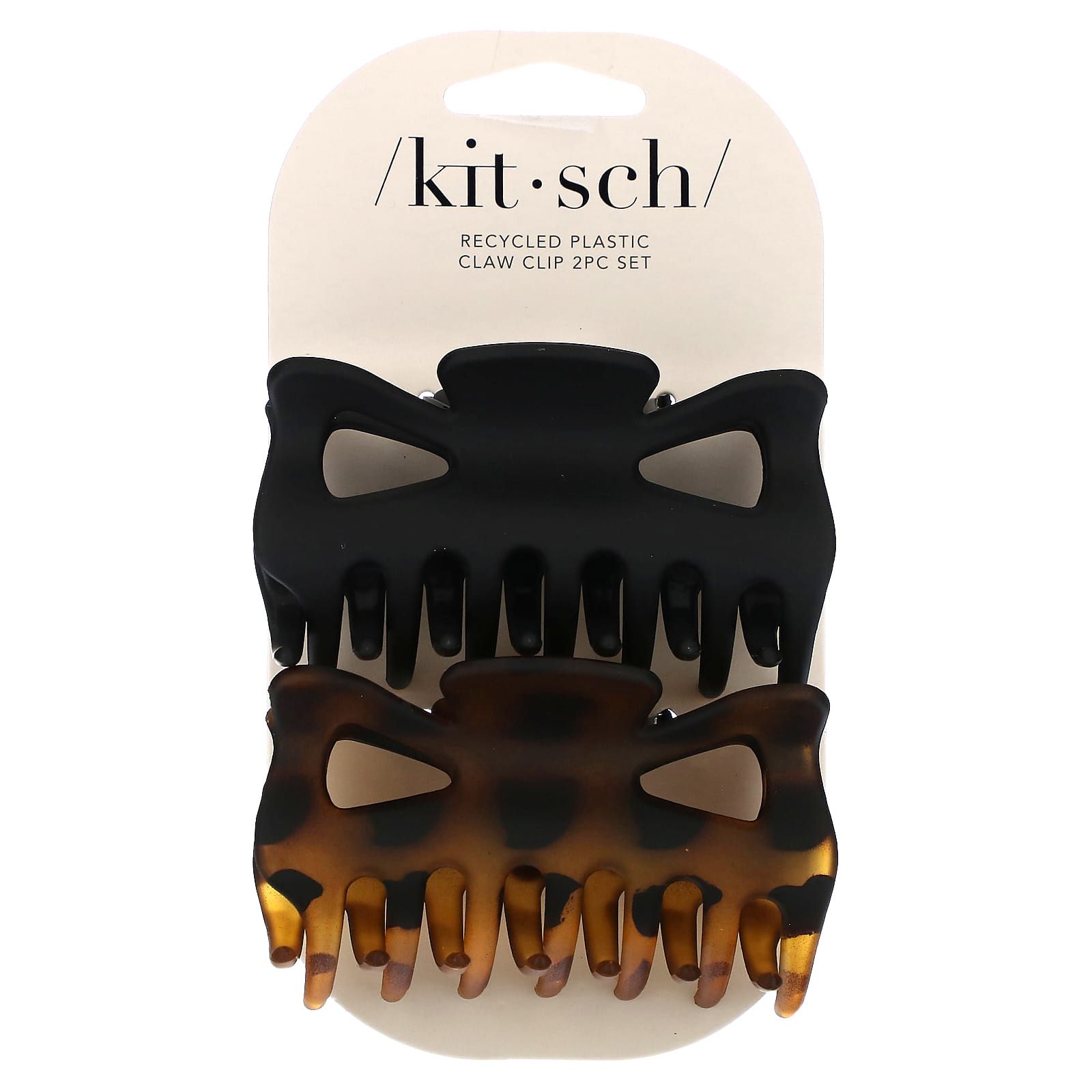 Kitsch, Large Claw Clips, Black & Tort, 2pc Set - Image 1