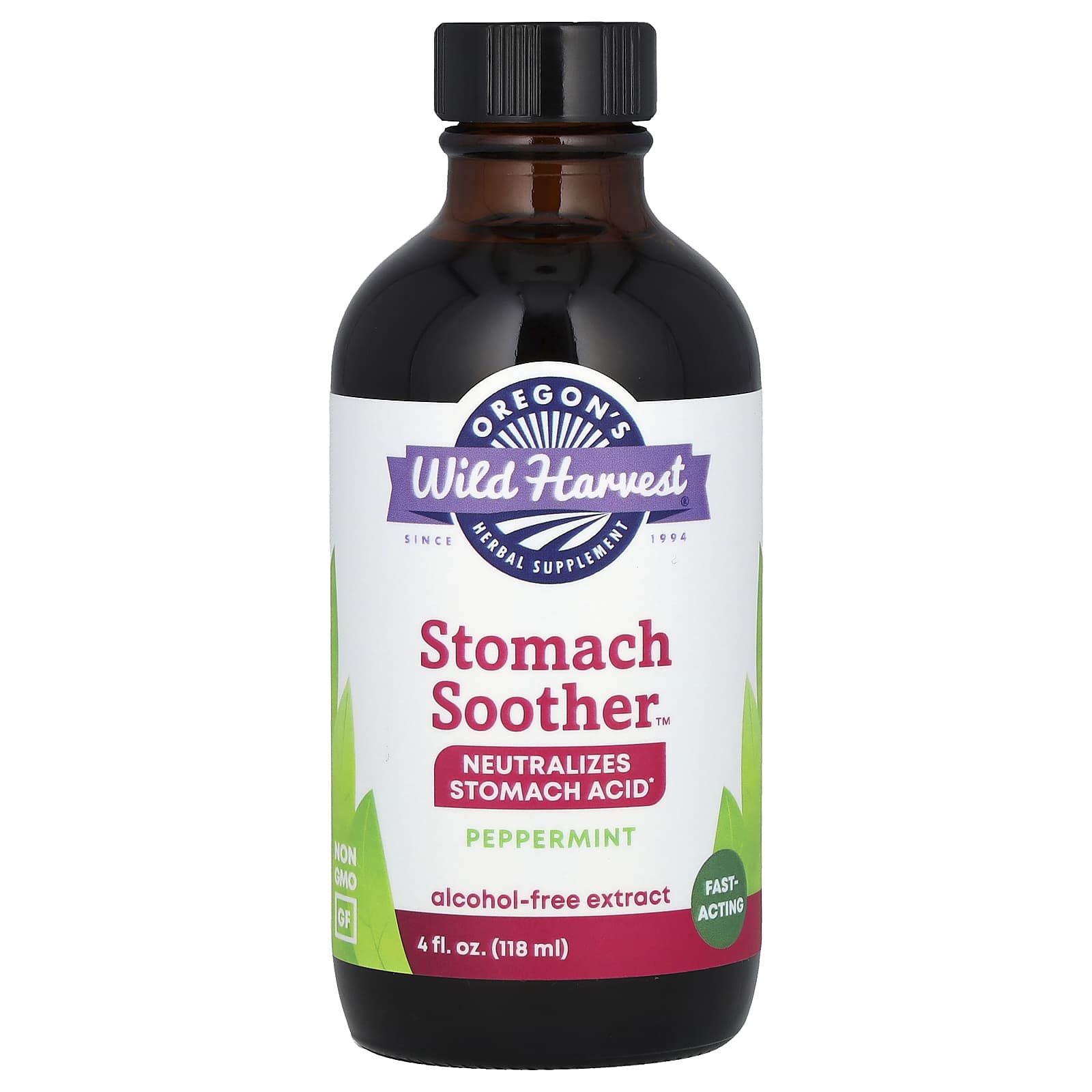 Oregon's Wild Harvest, Stomach Soother™, Alcohol-Free, Peppermint, 4 fl oz (118 ml) - Image 1