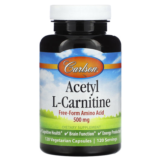 Carlson Acetyl-L-Carnitine Supplement, 500mg, 120 Capsules - Cognitive Health - Image 1
