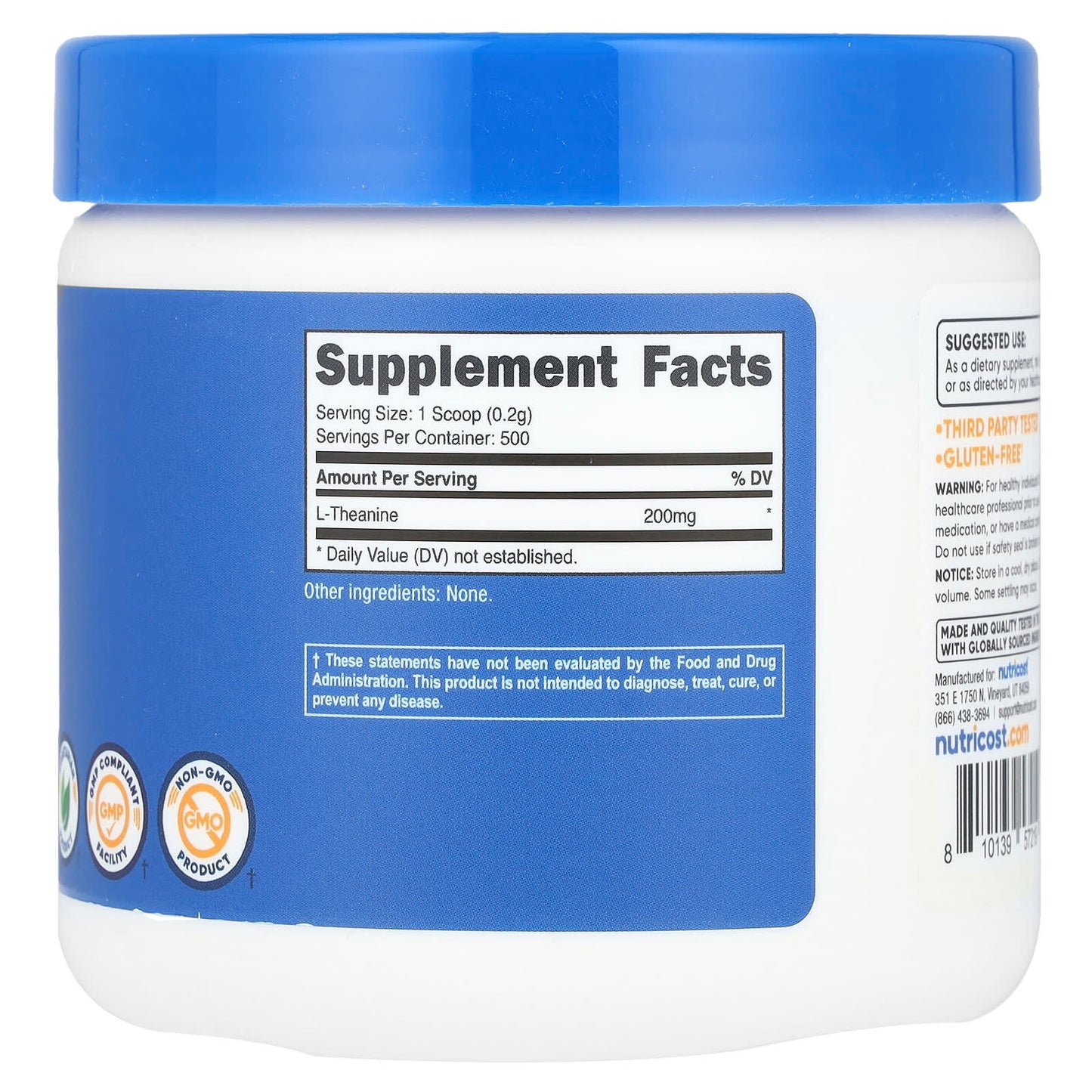 Nutricost, L-Theanine, Unflavored, 3.6 oz (100 g) - Image 2