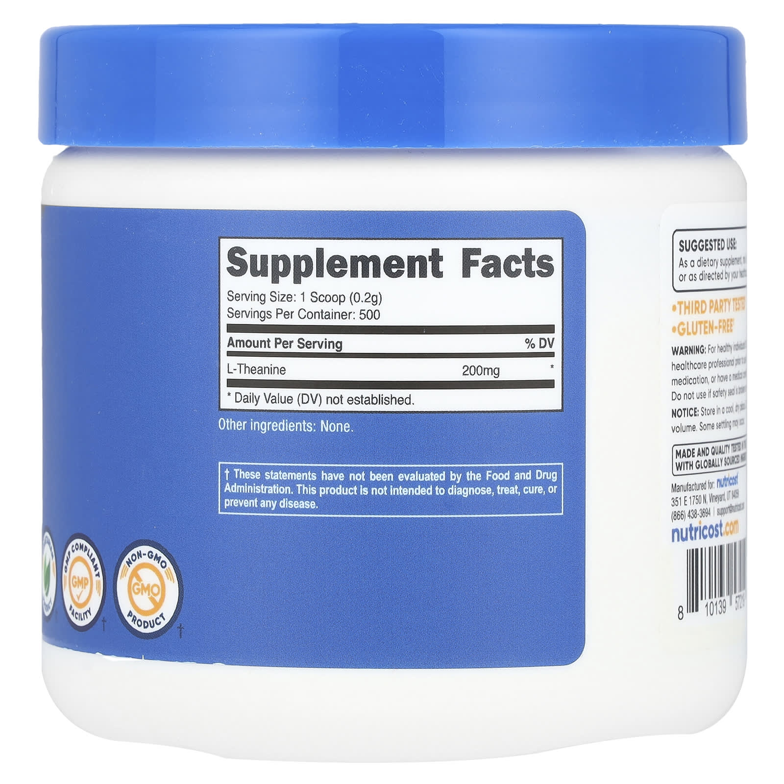 Nutricost, L-Theanine, Unflavored, 3.6 oz (100 g) - Image 2