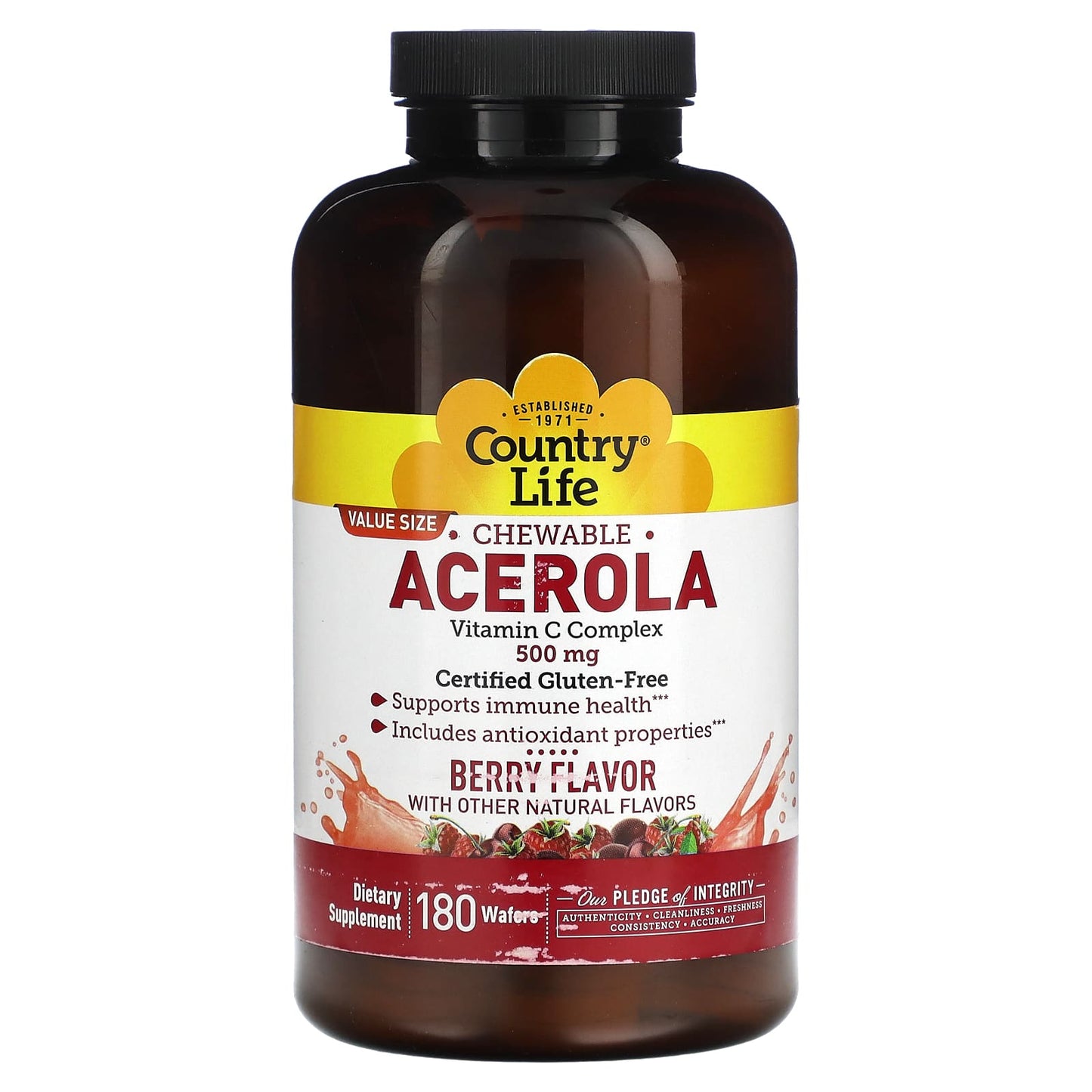 Boost Immune Health with Country Life Chewable Acerola Vitamin C Complex - Image 1
