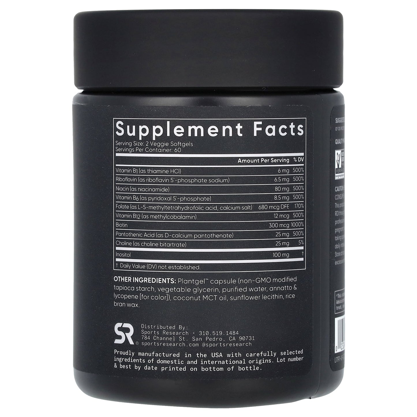 Sports Research, B-Complex, Plant Based, 120 Veggie Softgels - Image 2