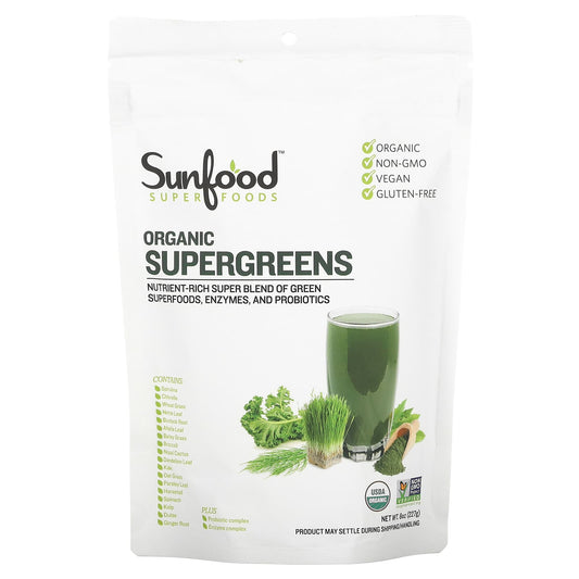 Sunfood, Organic Supergreens, 8 oz (227 g) - Image 1