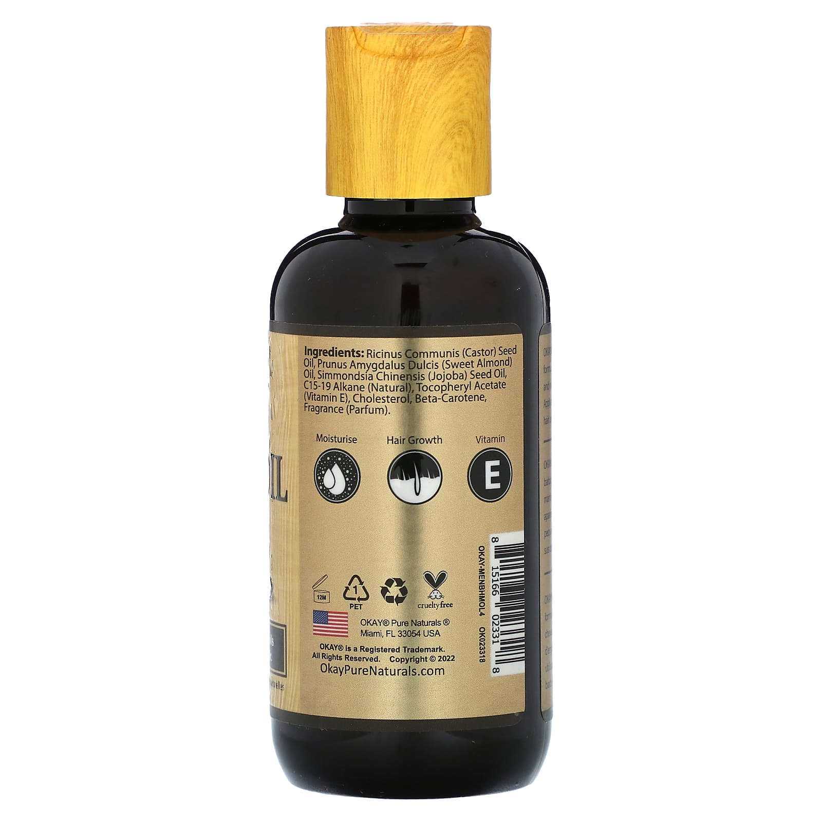 Okay Pure Naturals, For Men, Castor Oil, Hair & Beard, 4 oz (118 ml) - Image 2