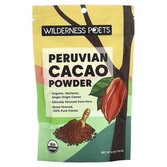 Wilderness Poets, Organic Peruvian Cacao Powder, 6 oz (170 g) - Image 1