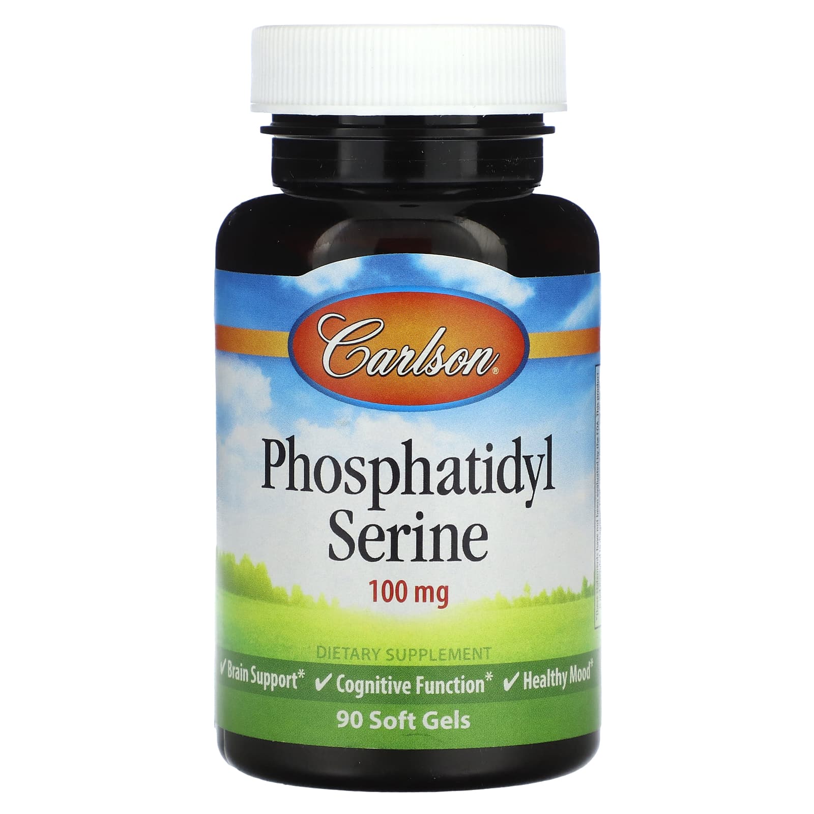 Carlson Phosphatidyl Serine Brain Support Supplement 100mg 90 Soft Gels - Image 1