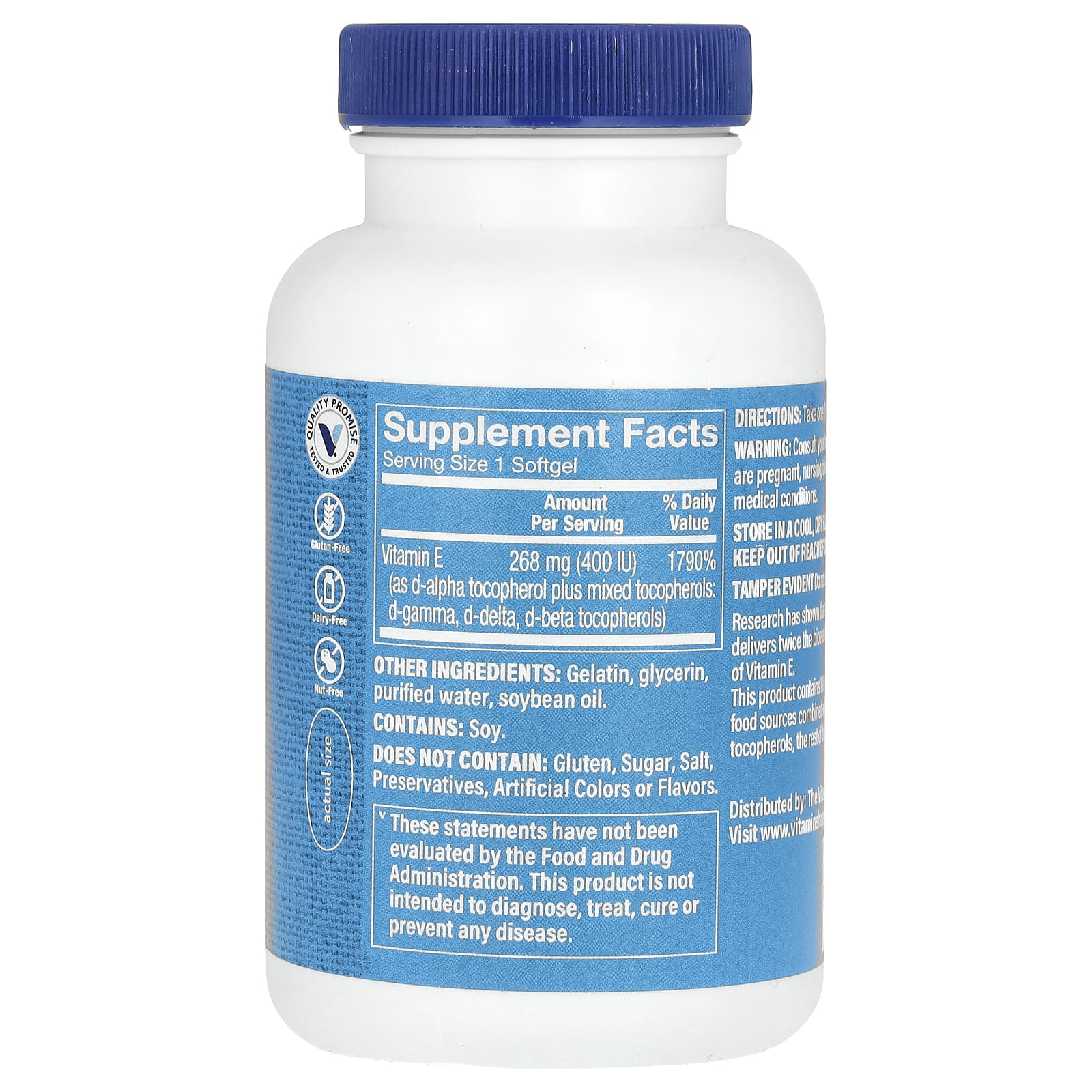 The Vitamin Shoppe, Vitamin E, 268 mg (400 IU), 240 Softgels - Image 2