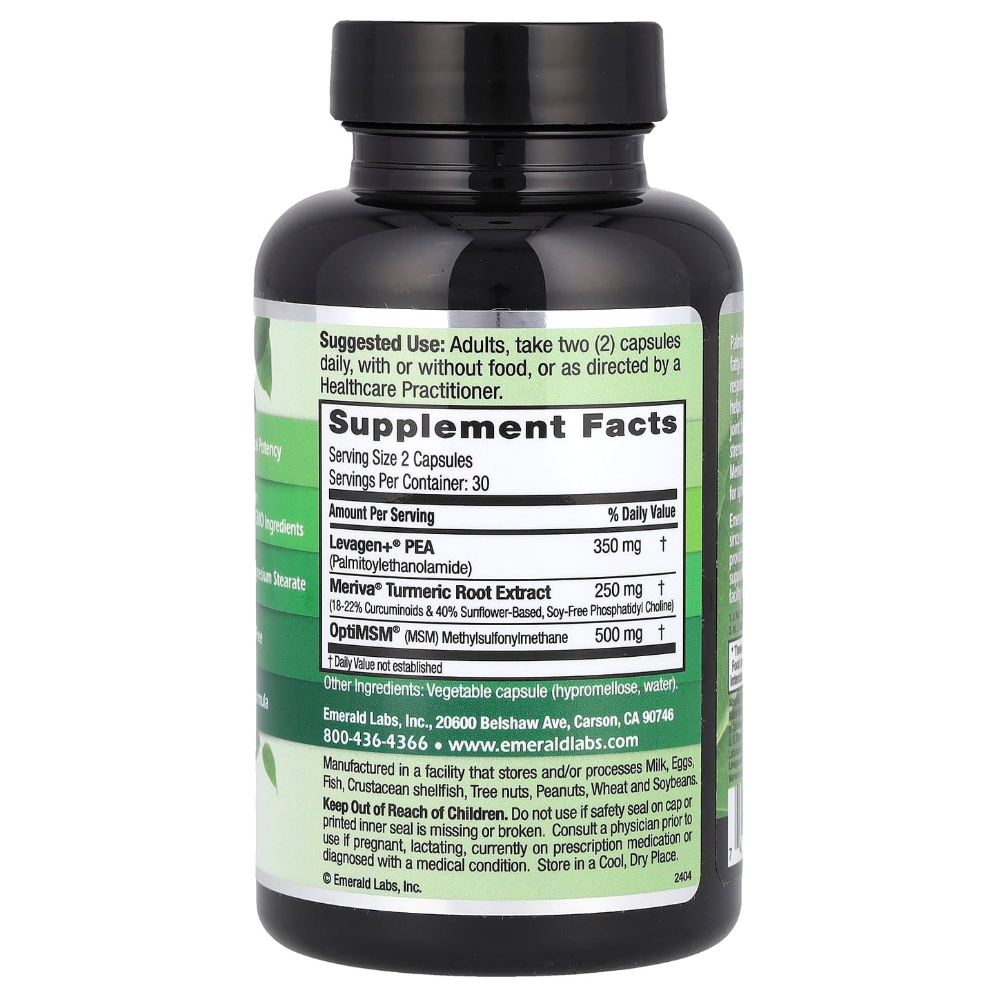 Levagen+ Pea+ with Enhanced LipiSperse, 60 Capsules for Joint Support - Image 2