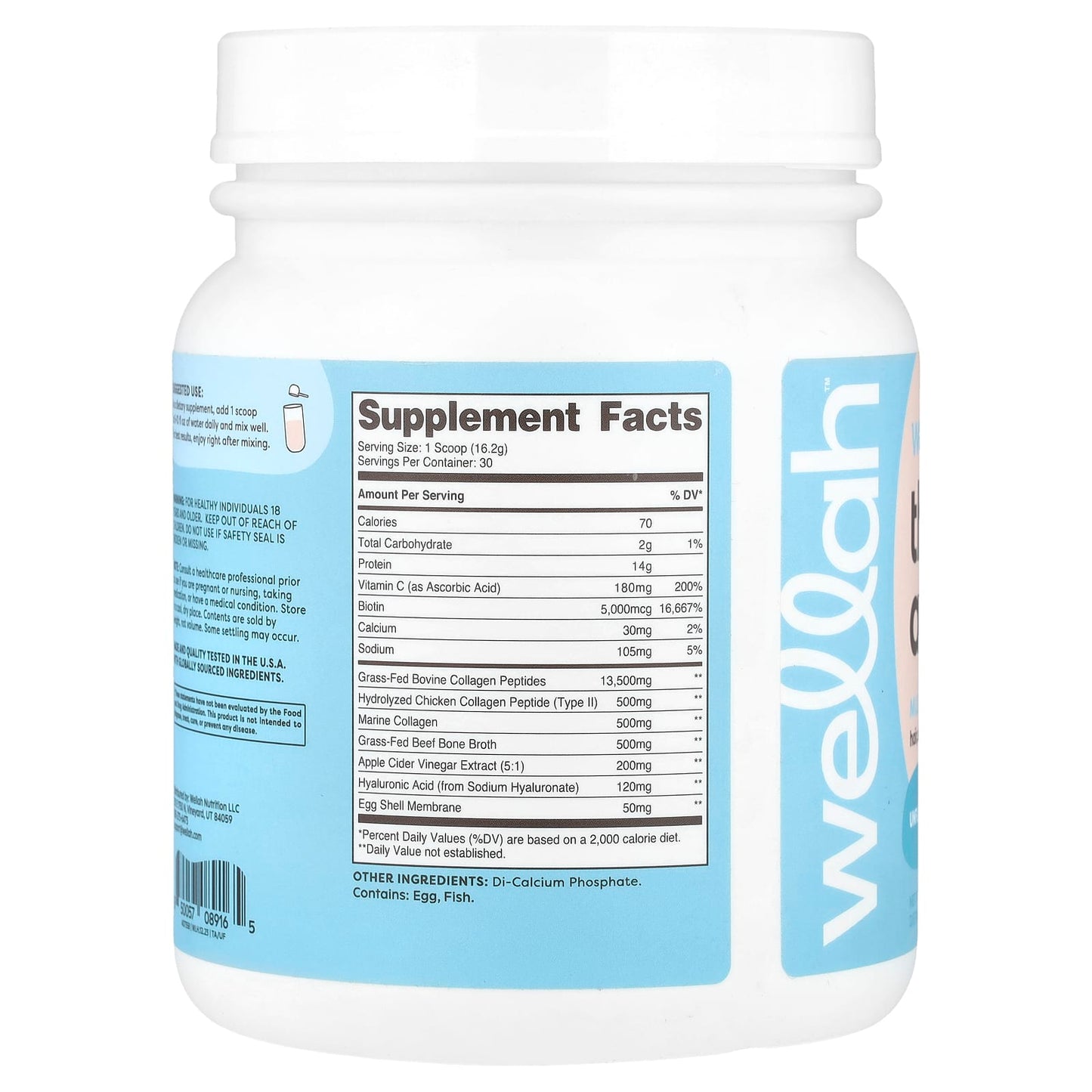Wellah, The Afterglow, Multi Collagen Protein + Beauty, Unflavored, 1.1 lb (486 g) - Image 2