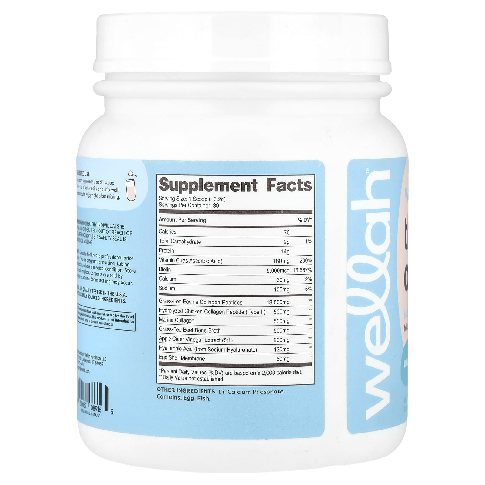 Wellah, The Afterglow, Multi Collagen Protein + Beauty, Unflavored, 1.1 lb (486 g) - Image 2