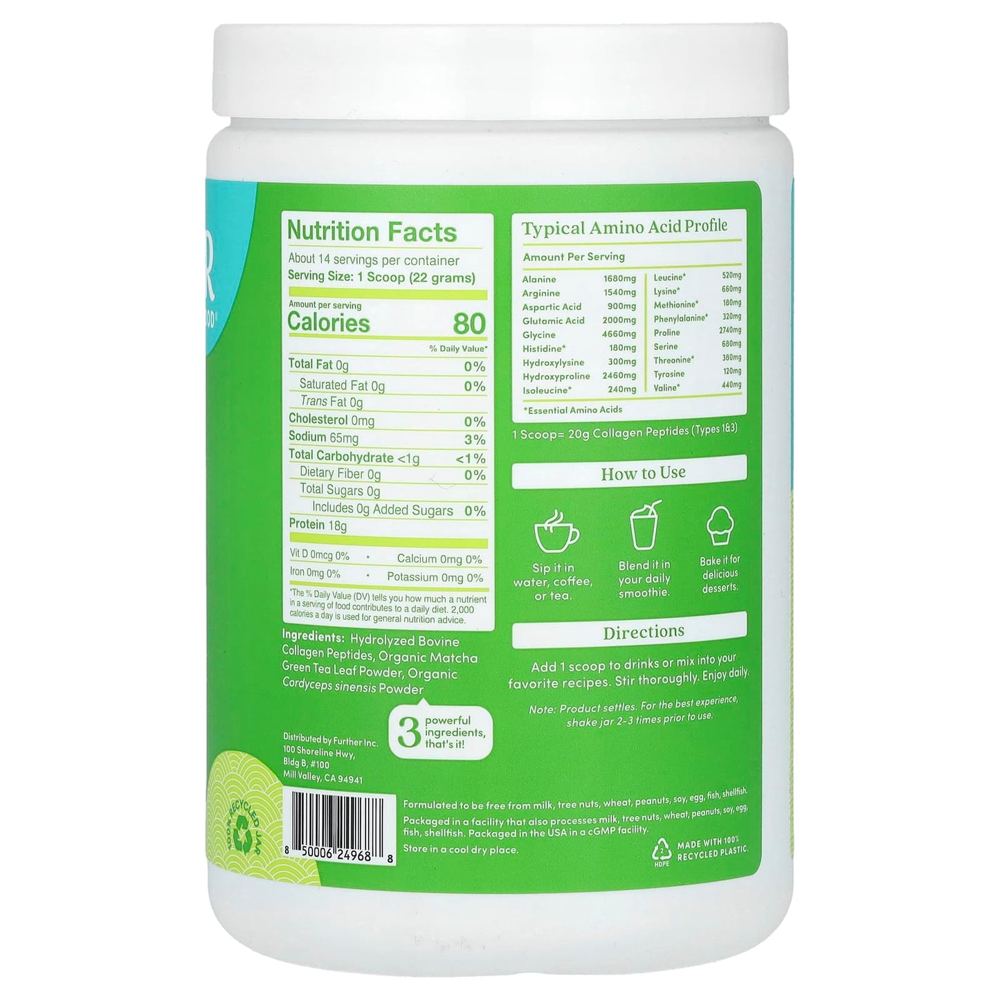 Grass-Fed Collagen Peptides + Cordyceps & Matcha for Energy & Beauty - Image 2