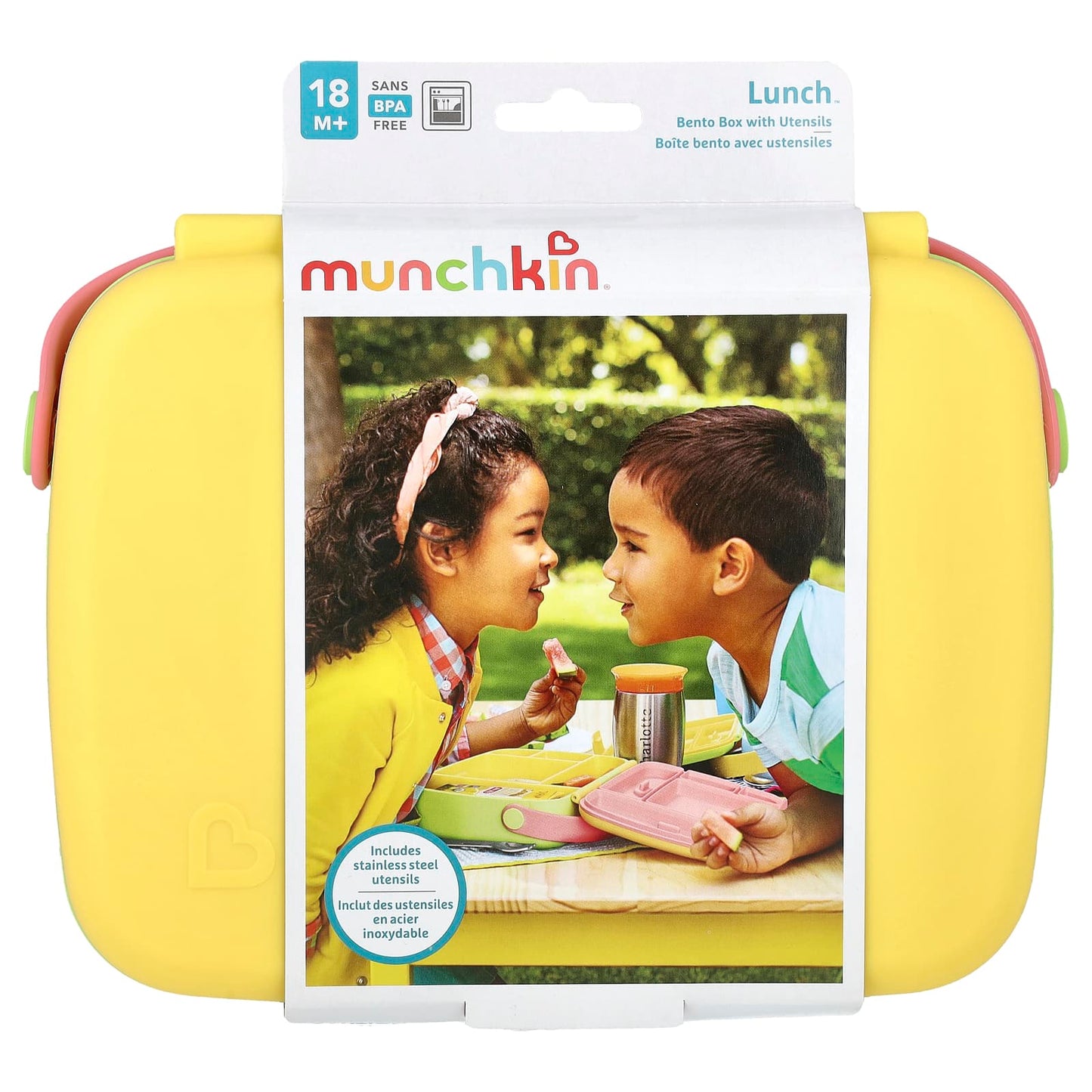 Munchkin, Lunch™, Bento Box With Utensils, 18 Months+, Yellow, 3 Piece Set - Image 1