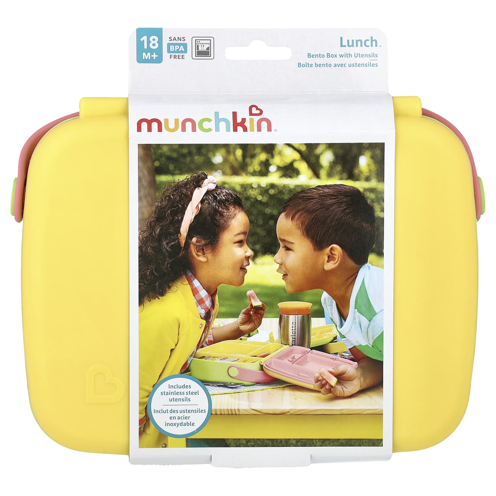 Munchkin, Lunch™, Bento Box With Utensils, 18 Months+, Yellow, 3 Piece Set - Image 1