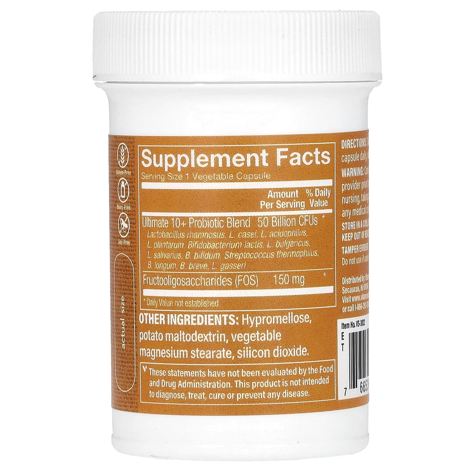 The Vitamin Shoppe, Ultimate 10+ Probiotics, 50 Billion CFU, 30 Vegetable Capsules
