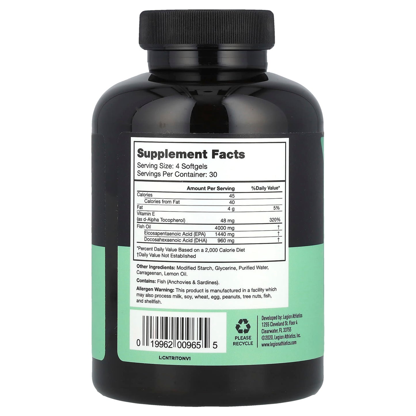 Legion Athletics, Triton Fish Oil, 120 Softgels - Image 2