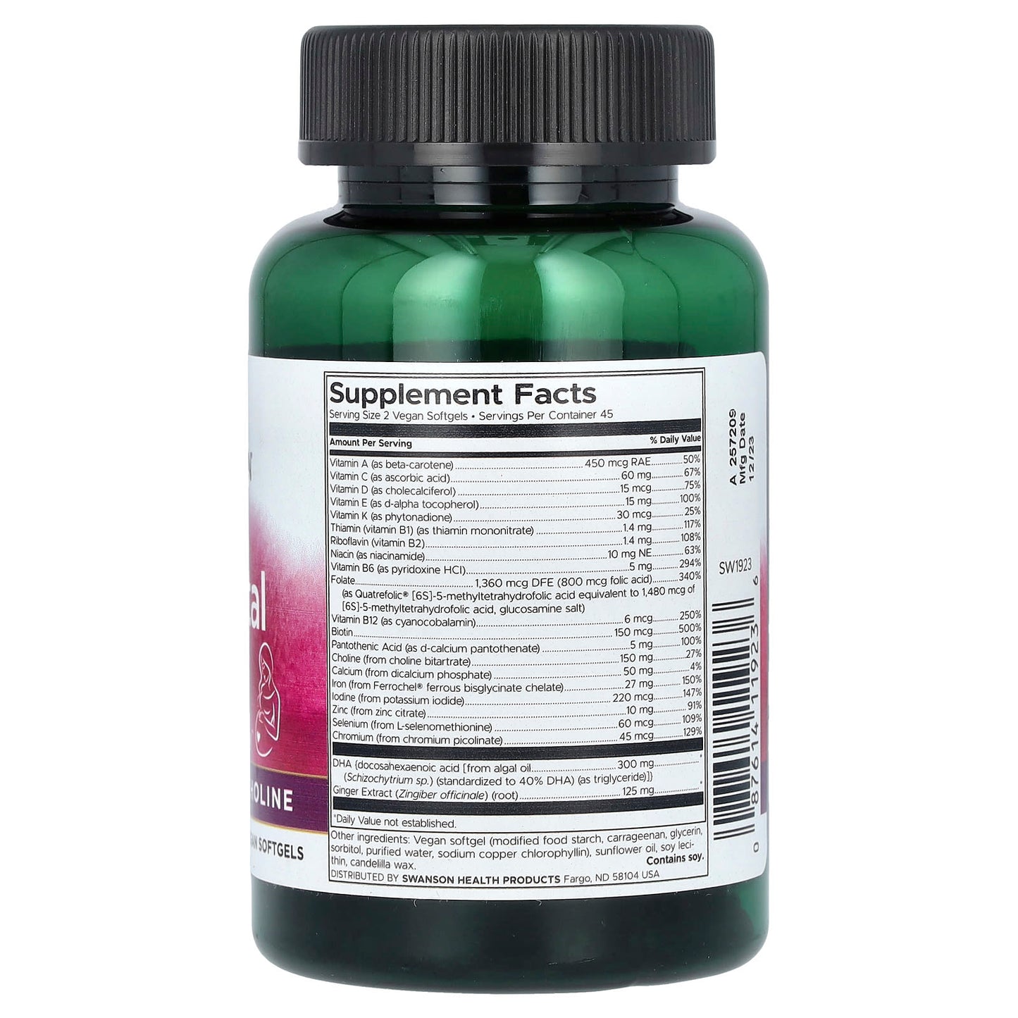 Swanson, Vegan Prenatal Multi, 90 Vegan Softgels - Image 2