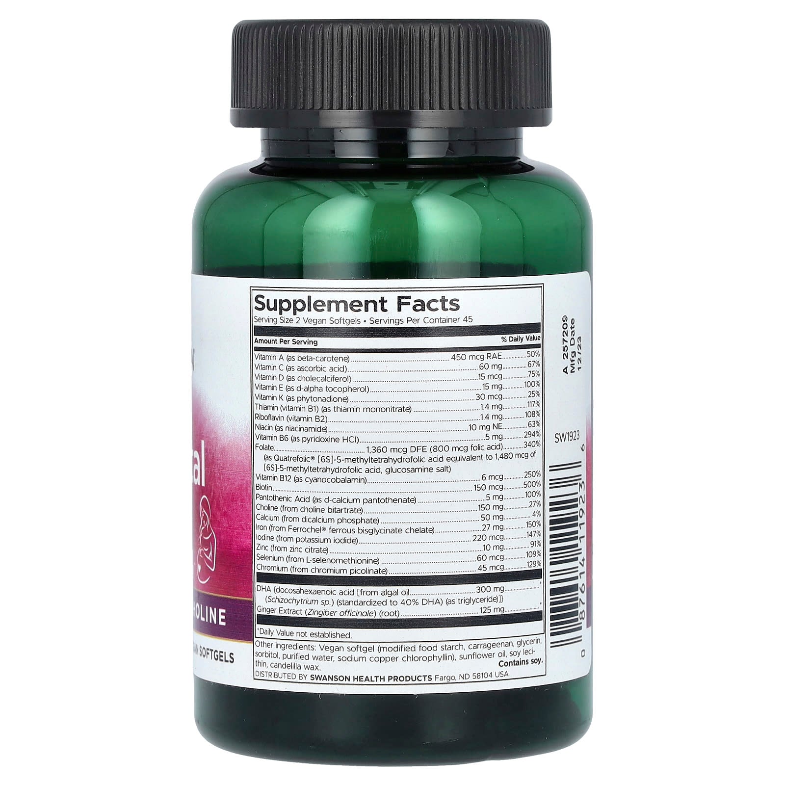 Swanson, Vegan Prenatal Multi, 90 Vegan Softgels - Image 2