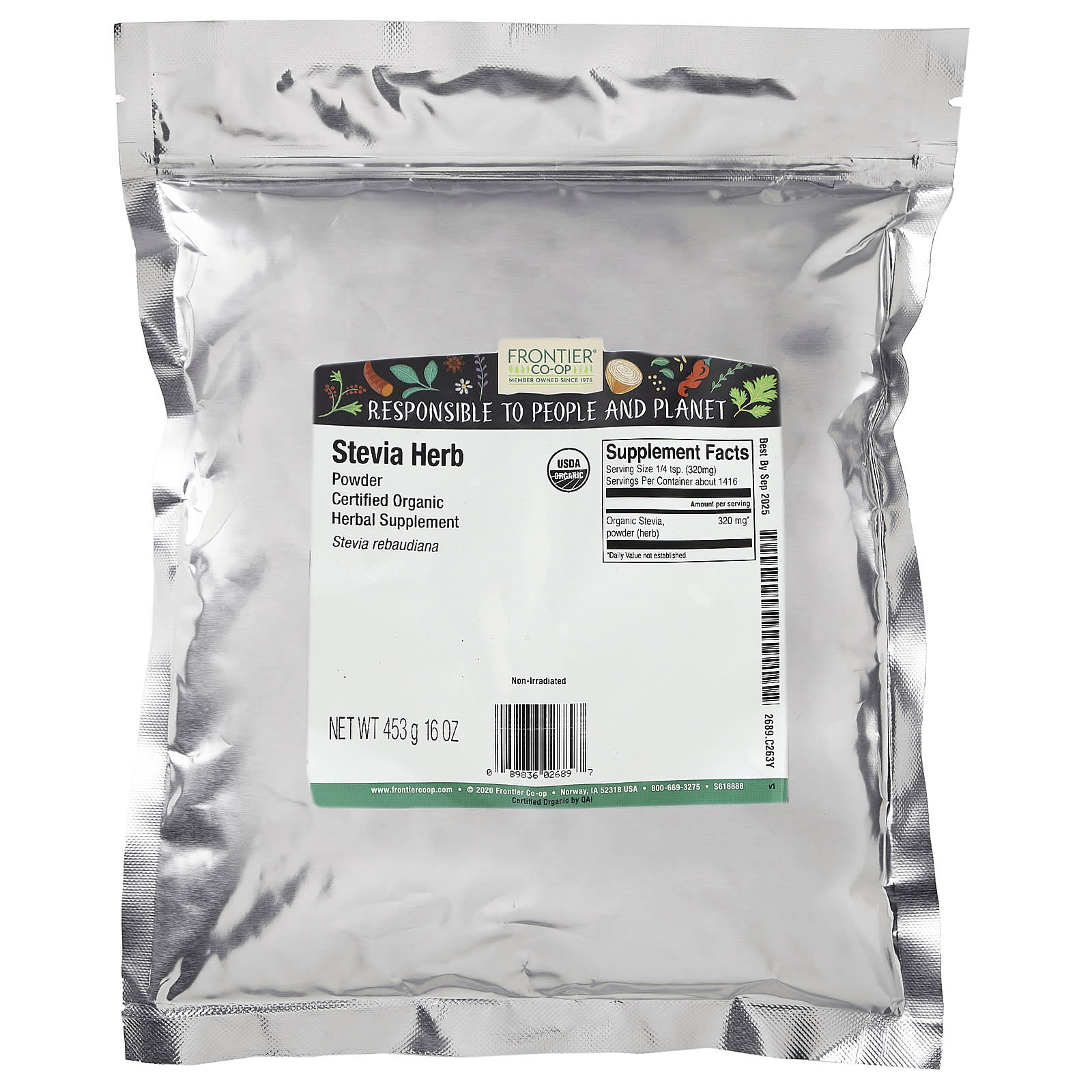 Organic Stevia Herb Powder from Frontier Co-op - 16 oz - Image 2
