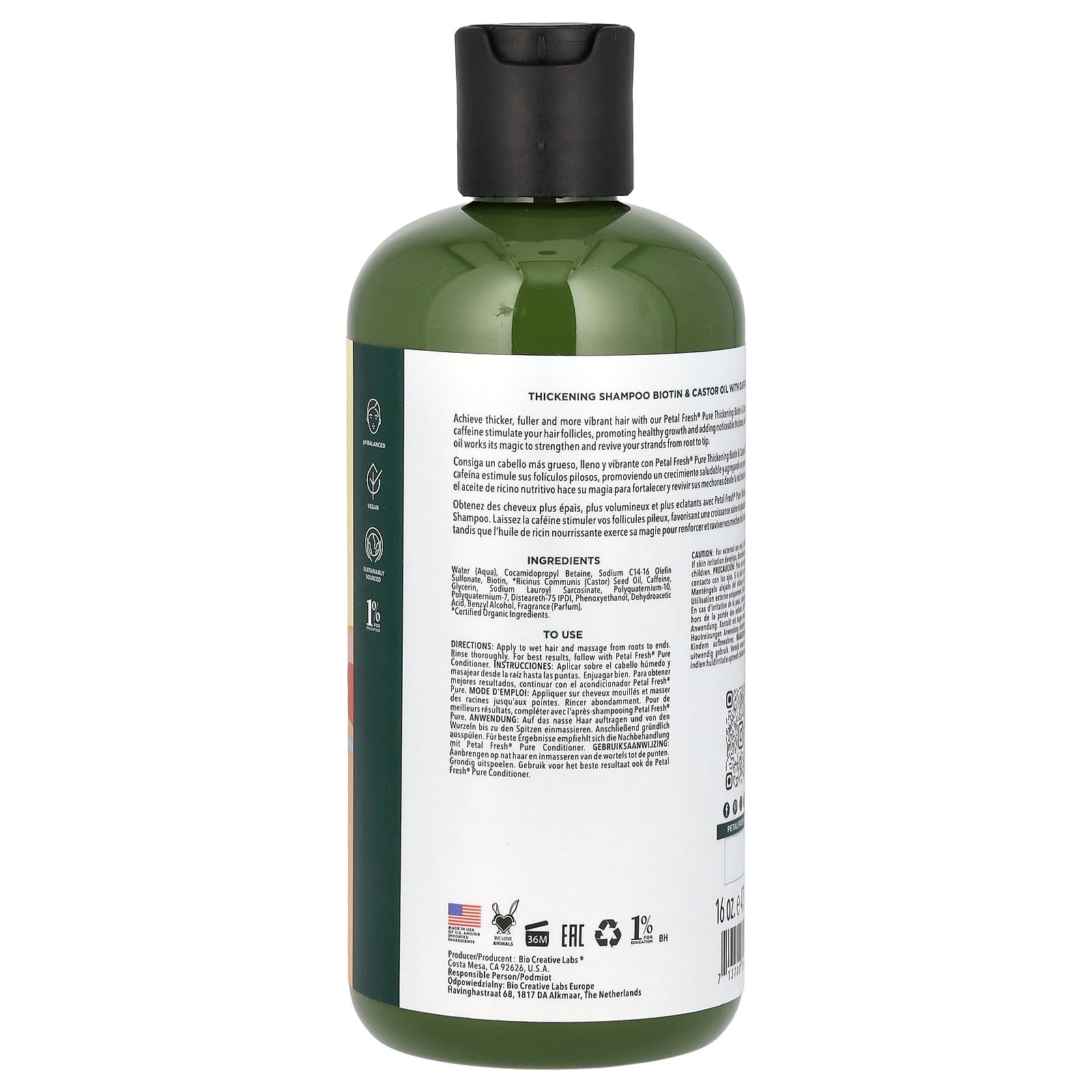 Petal Fresh, Pure, Thickening Shampoo, Biotin & Castor Oil With Caffeine, 16 fl oz (475 ml) - Image 2