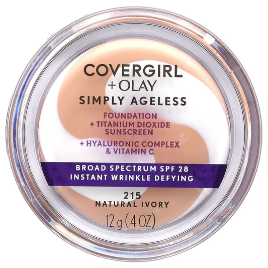Covergirl Simply Ageless Foundation, SPF 28, 215 Natural Ivory - Image 1