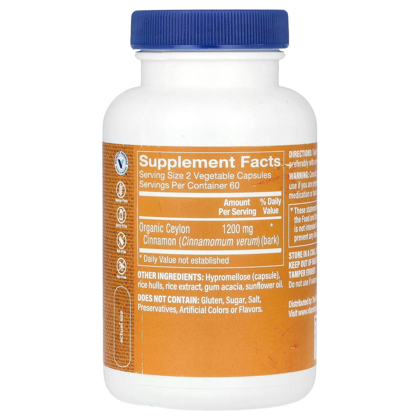 The Vitamin Shoppe, Ceylon Cinnamon, 120 Vegetable Capsules (600 mg per Capsule) - Image 2