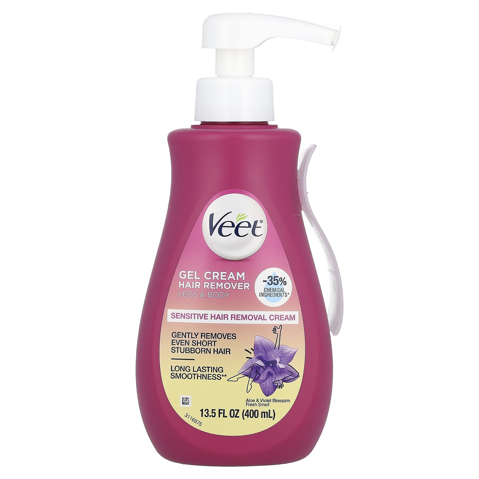 Veet, Gel Cream Hair Remover, Sensitive, Aloe & Violet Blossom Fresh Smell, 13.5 fl oz (400 ml) - Image 1