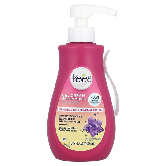 Veet, Gel Cream Hair Remover, Sensitive, Aloe & Violet Blossom Fresh Smell, 13.5 fl oz (400 ml) - Image 1