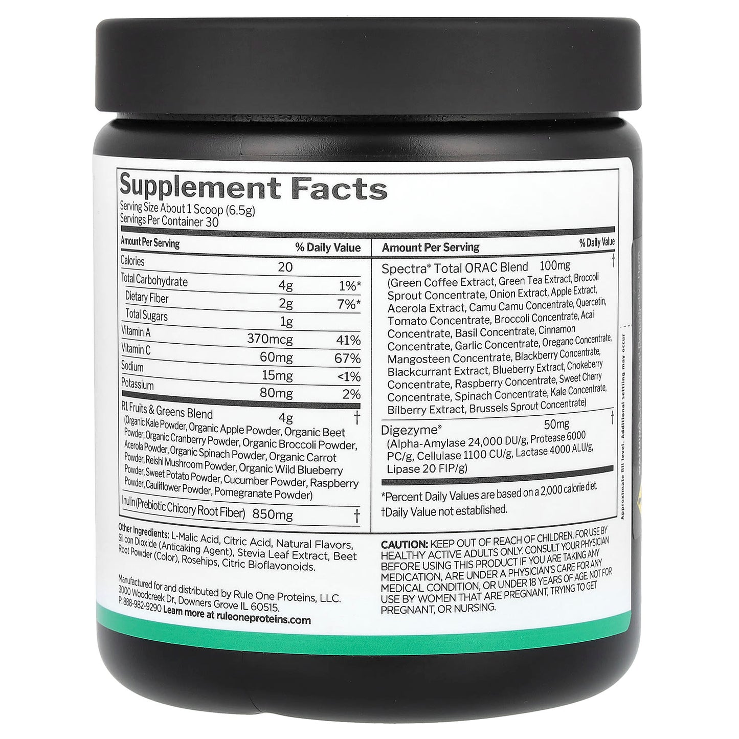 Rule One Proteins, Fruits & Greens, Mixed Berry, 6.88 oz (195 g) - Image 2