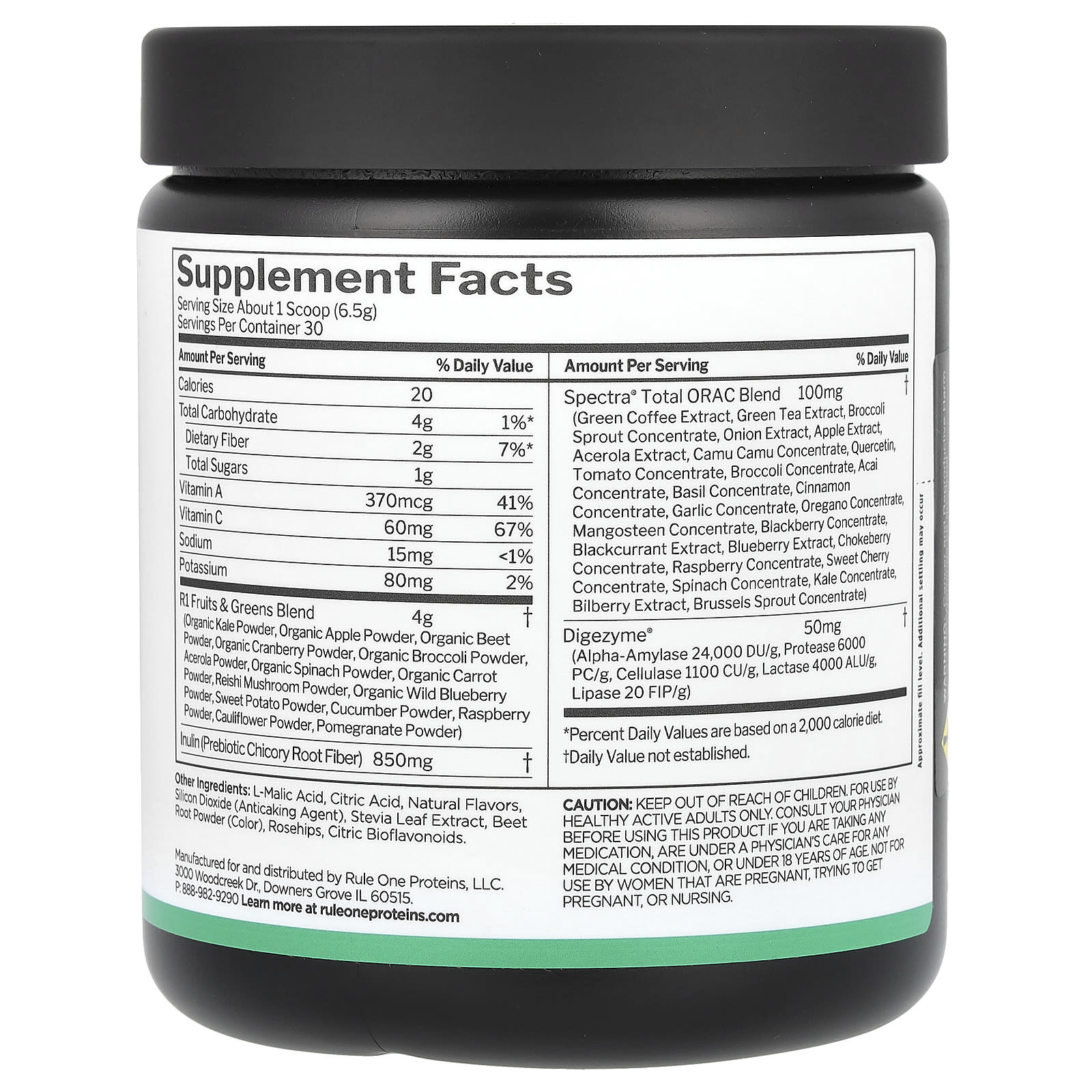 Rule One Proteins, Fruits & Greens, Mixed Berry, 6.88 oz (195 g) - Image 2
