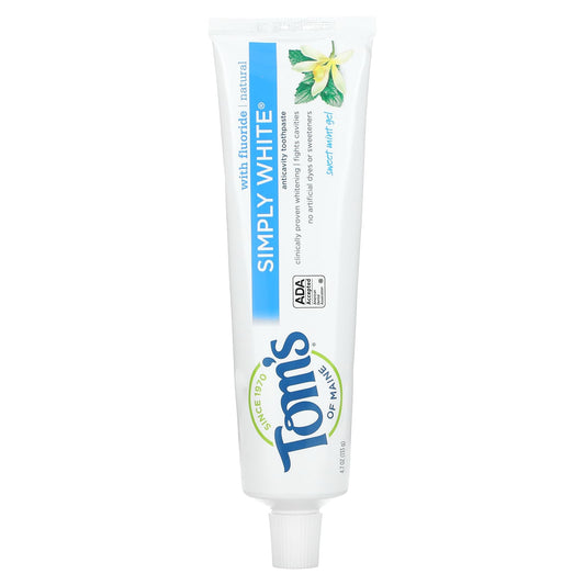 Tom's of Maine, Simply White Fluoride Toothpaste, Sweet Mint Gel, 4.7 oz (133.2 g) - Image 1