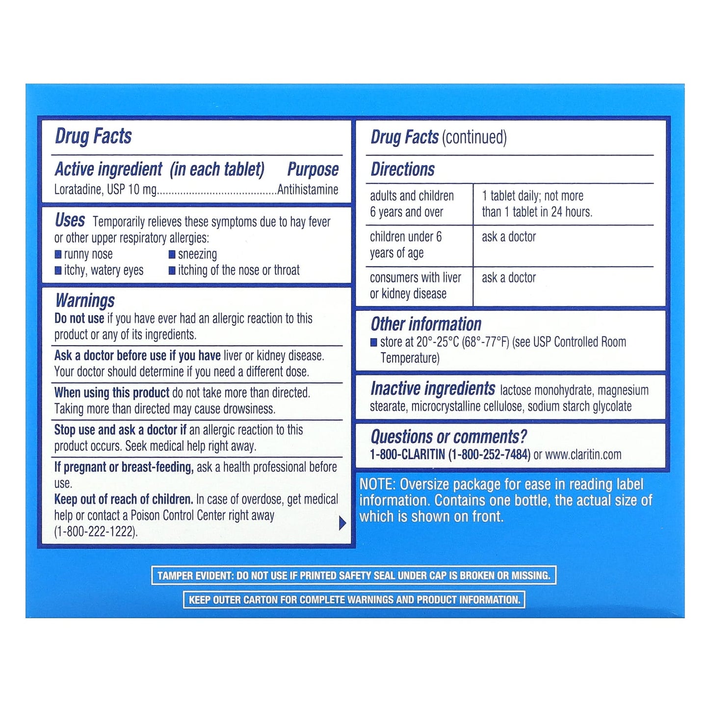 Claritin Non-Drowsy 24-Hour Allergy Relief Tablets (10mg, 30-Count) - Image 2