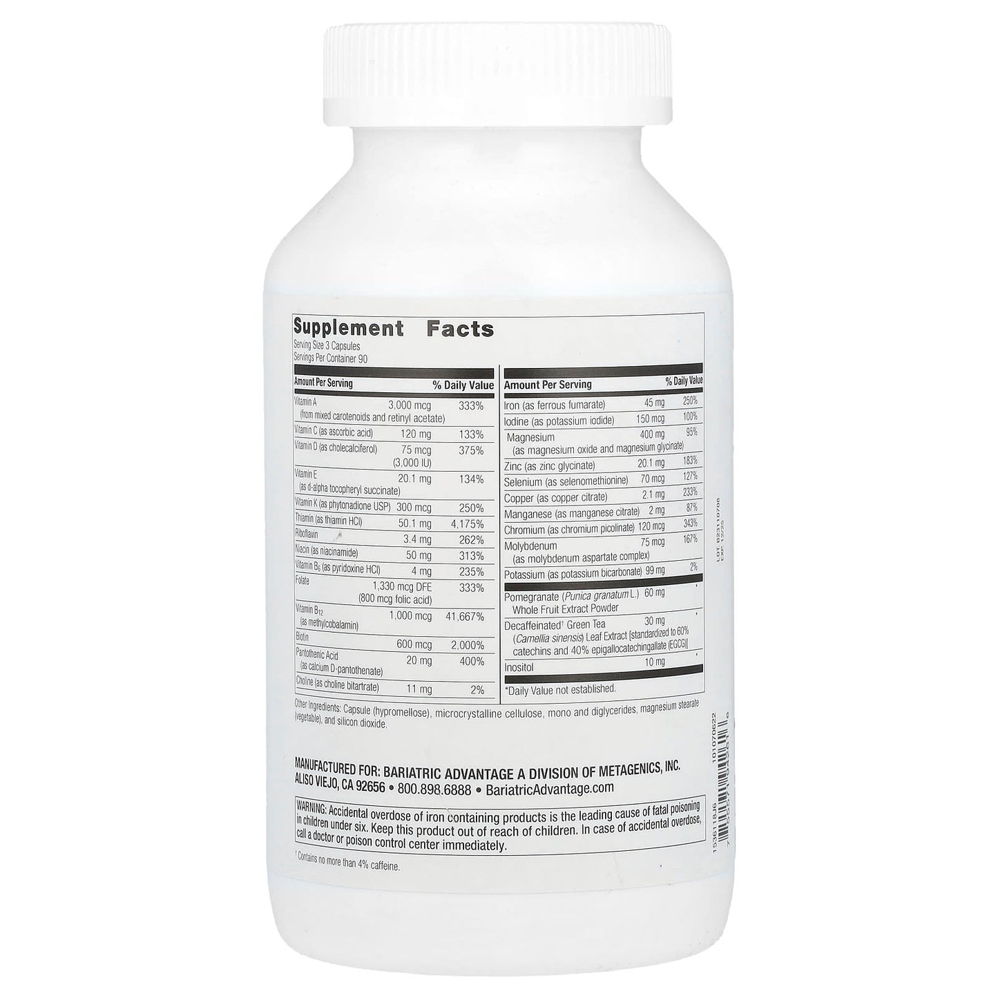 Bariatric Multivitamin with Iron - 270 Capsules, Gluten-Free, Non-GMO - Image 2