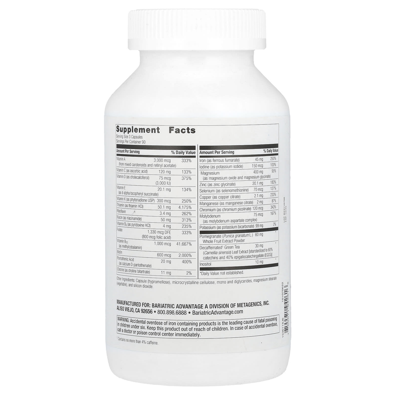 Bariatric Multivitamin with Iron - 270 Capsules, Gluten-Free, Non-GMO - Image 2