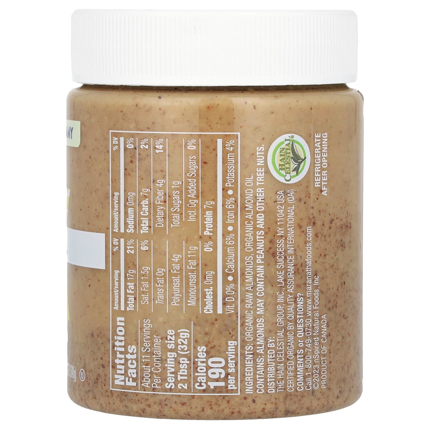 MaraNatha, Organic Raw Almond Butter, Creamy, 12 oz (340 g) - Image 2
