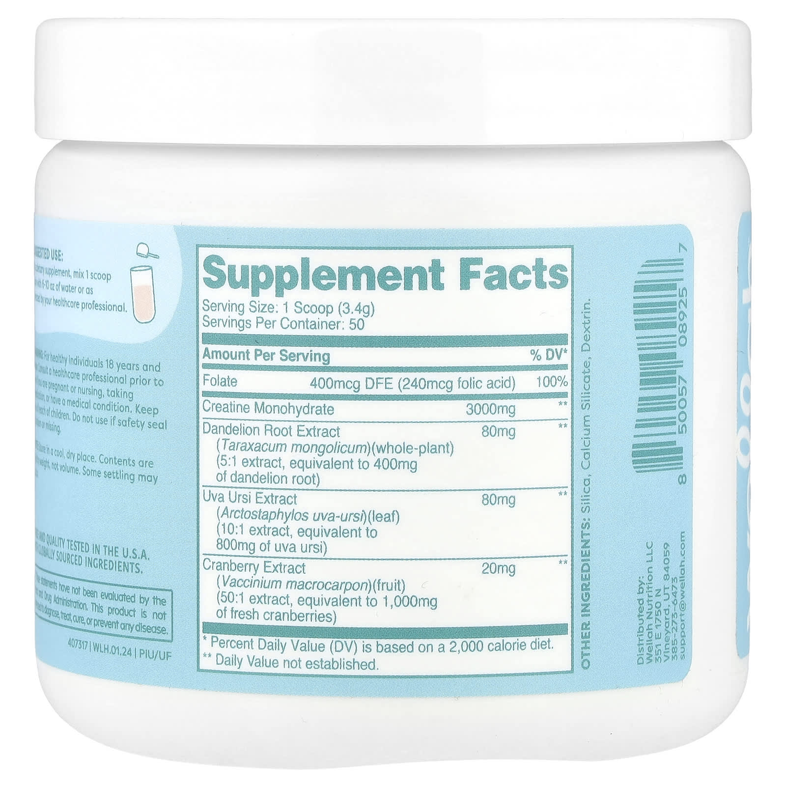 Wellah, Pump-It-Up Creatine, Unflavored, 6.1 oz (170 g) - Image 2