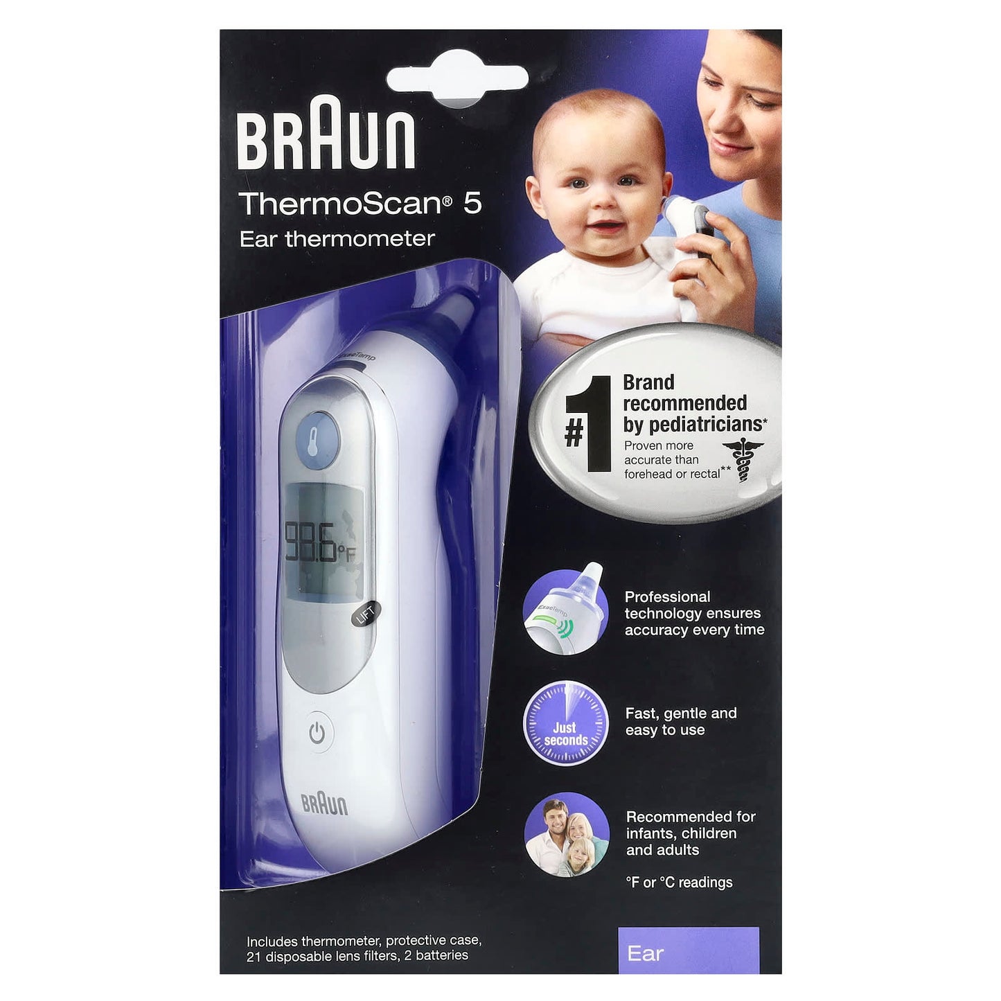 Braun ThermoScan 5 Ear Thermometer Kit for Accurate Fever Readings - Image 1