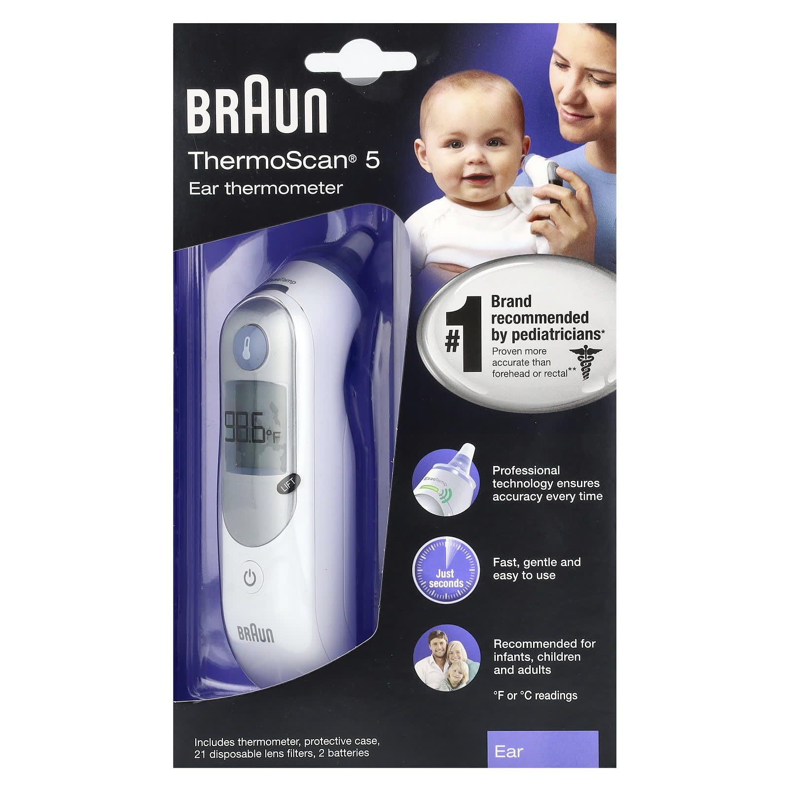 Braun ThermoScan 5 Ear Thermometer Kit for Accurate Fever Readings - Image 1