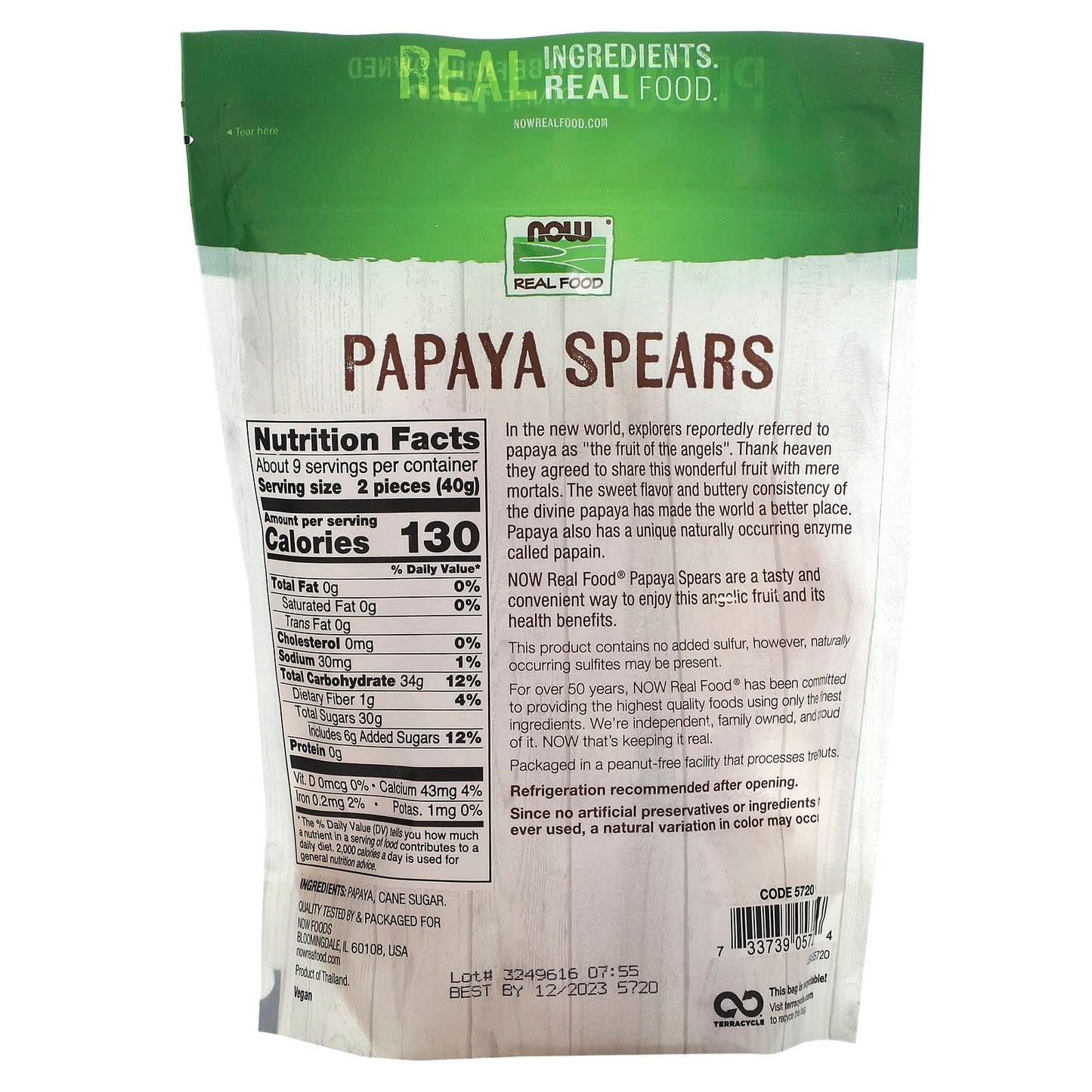 NOW Foods, Real Food, Papaya Spears, 12 oz (340 g) - Image 2
