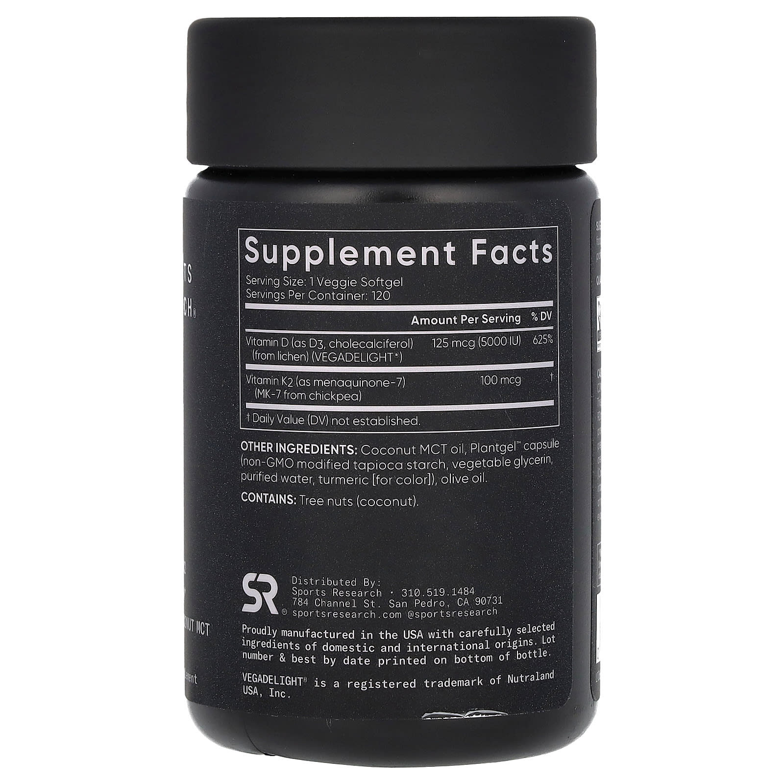 Sports Research, D3 + K2, Plant-Based, 120 Veggie Softgels - Image 2