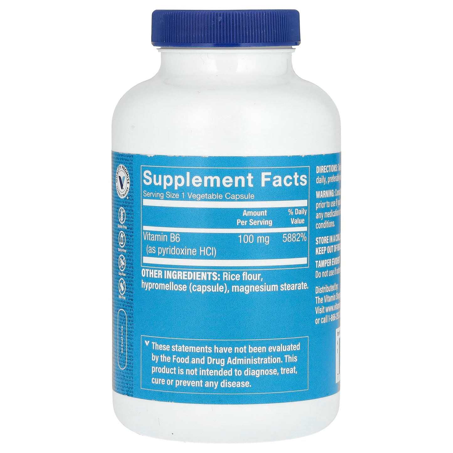 The Vitamin Shoppe, Vitamin B6, 100 mg, 300 Vegetable - Image 2