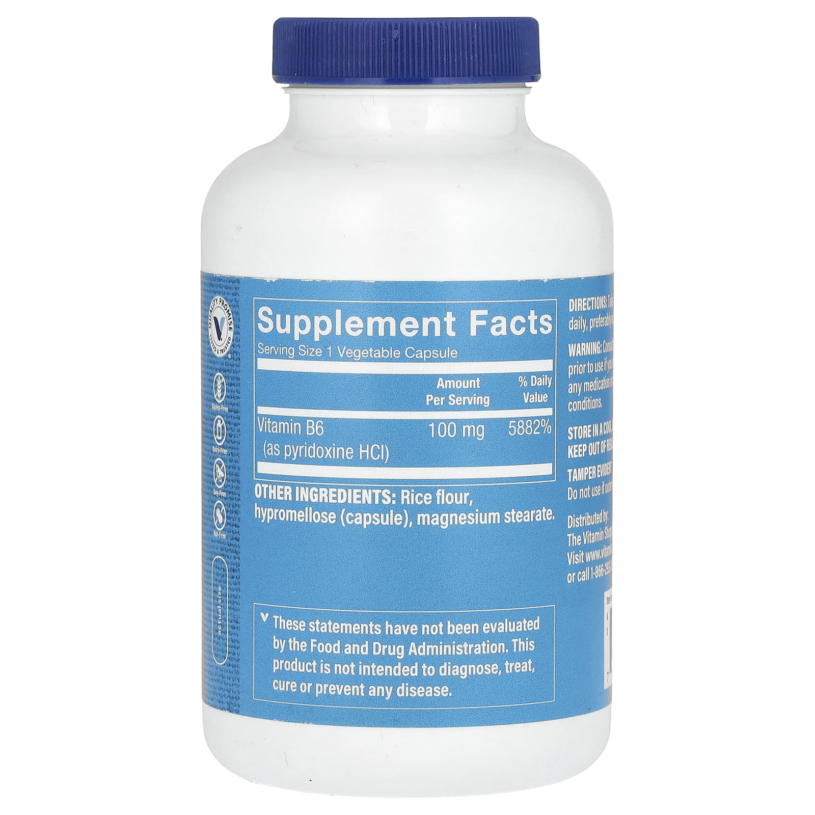 The Vitamin Shoppe, Vitamin B6, 100 mg, 300 Vegetable - Image 2