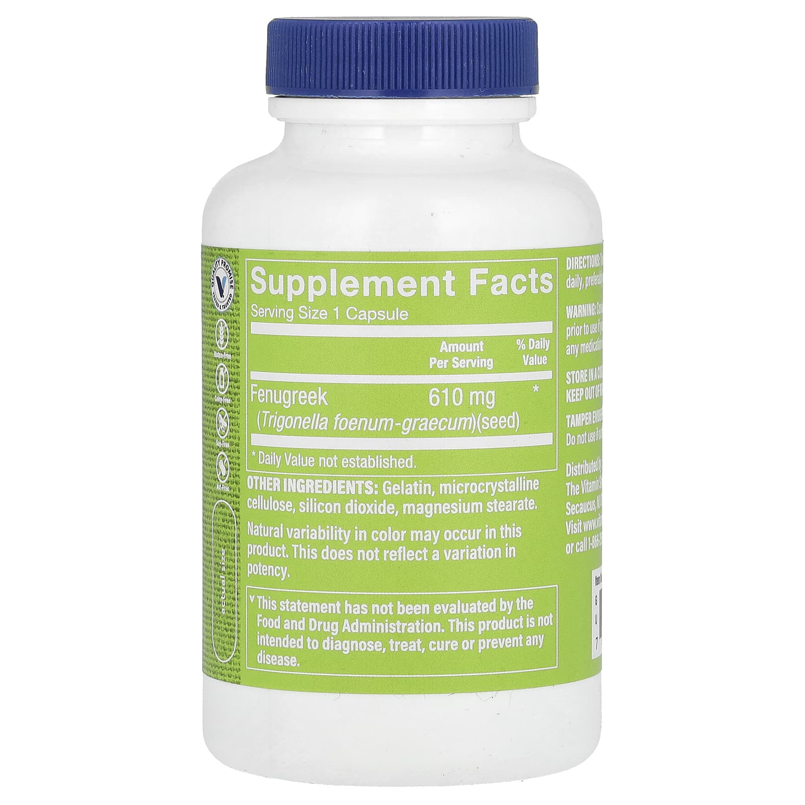 The Vitamin Shoppe, Fenugreek Seed, 610 mg, 100 Capsules - Image 2