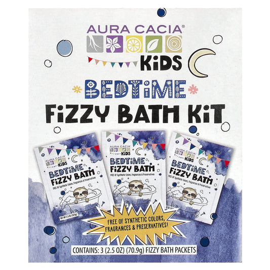 Aura Cacia Kids Fizzy Bath Kit, Bedtime, Paraben-Free, 3 Packets - Image 1